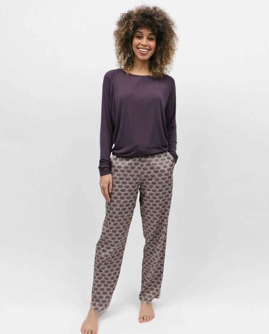 Cyberjammies Women's Lana Slouch Jersey Top & Geometric Print Pyjama Set - Comfortable Sleepwear