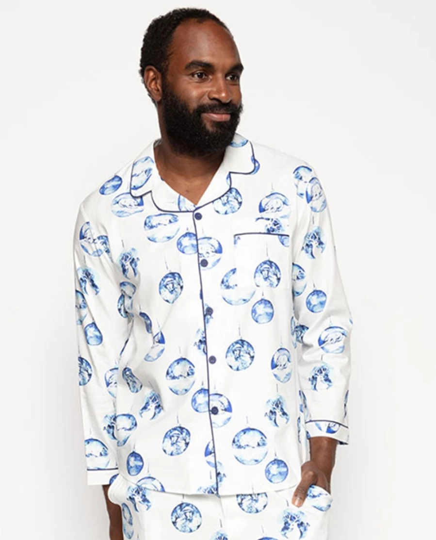 Cyberjammies Men's Riley Bauble Print Pyjama Top - Comfortable Sleepwear for Men