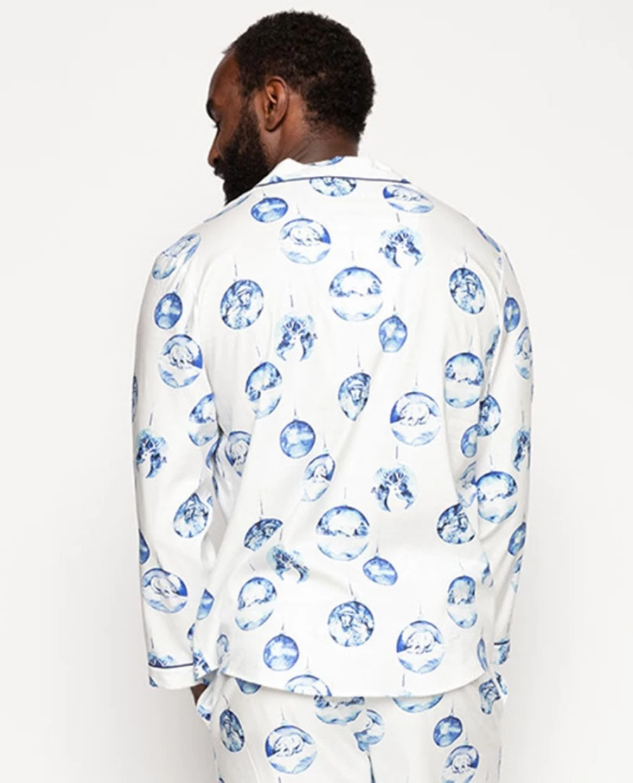 Cyberjammies Men's Riley Bauble Print Pyjama Top - Comfortable Sleepwear for Men