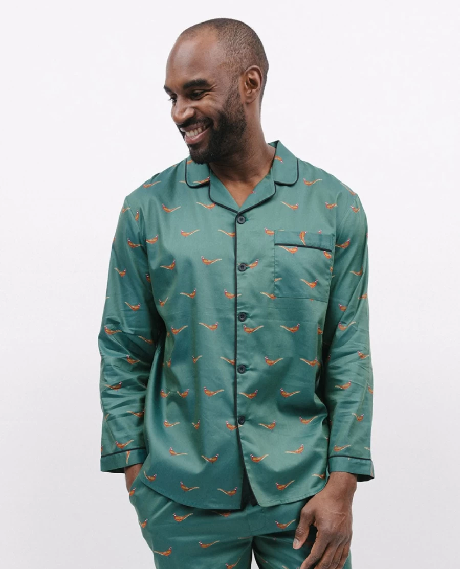 Cyberjammies Men's Whistler Pheasant Print Pyjama Top - Comfortable Sleepwear