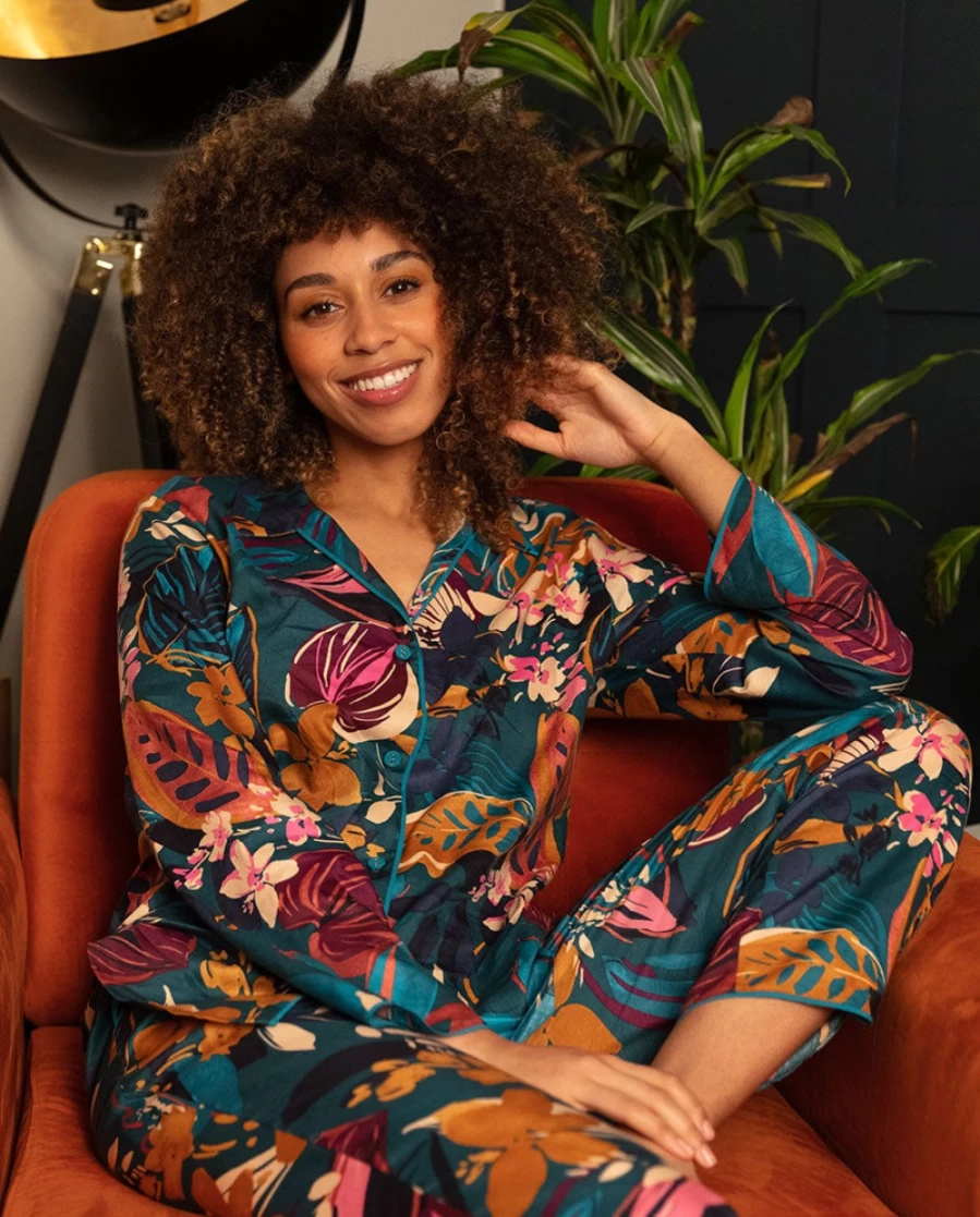 Cyberjammies Women's Maple Leaf Print Pyjama Set - Cozy Flannel Sleepwear