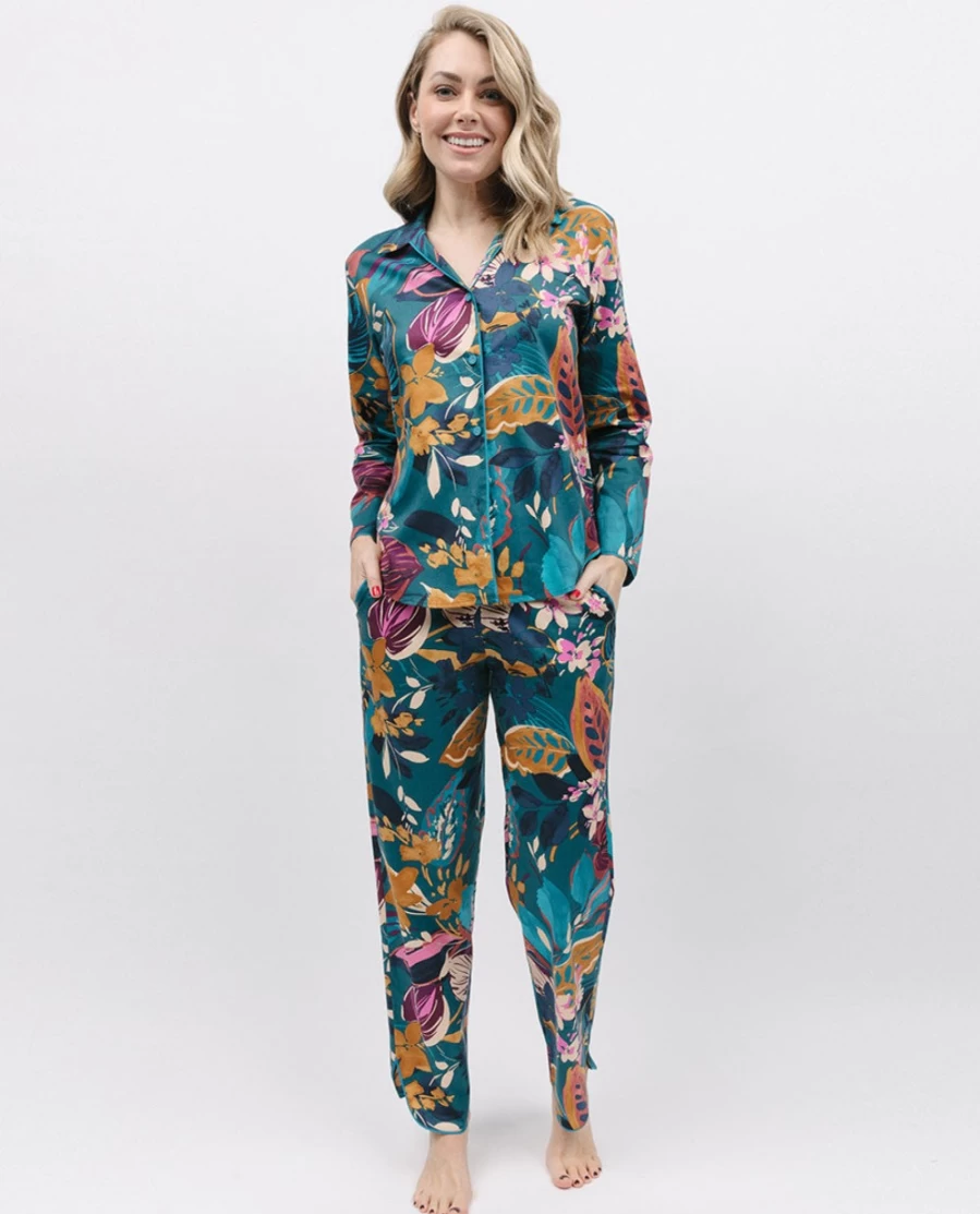Cyberjammies Women's Maple Leaf Print Pyjama Set - Cozy Flannel Sleepwear