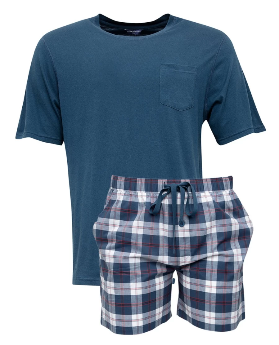 Cyberjammies Men's Jasper Jersey T-Shirt and Check Shorts Lounge Set