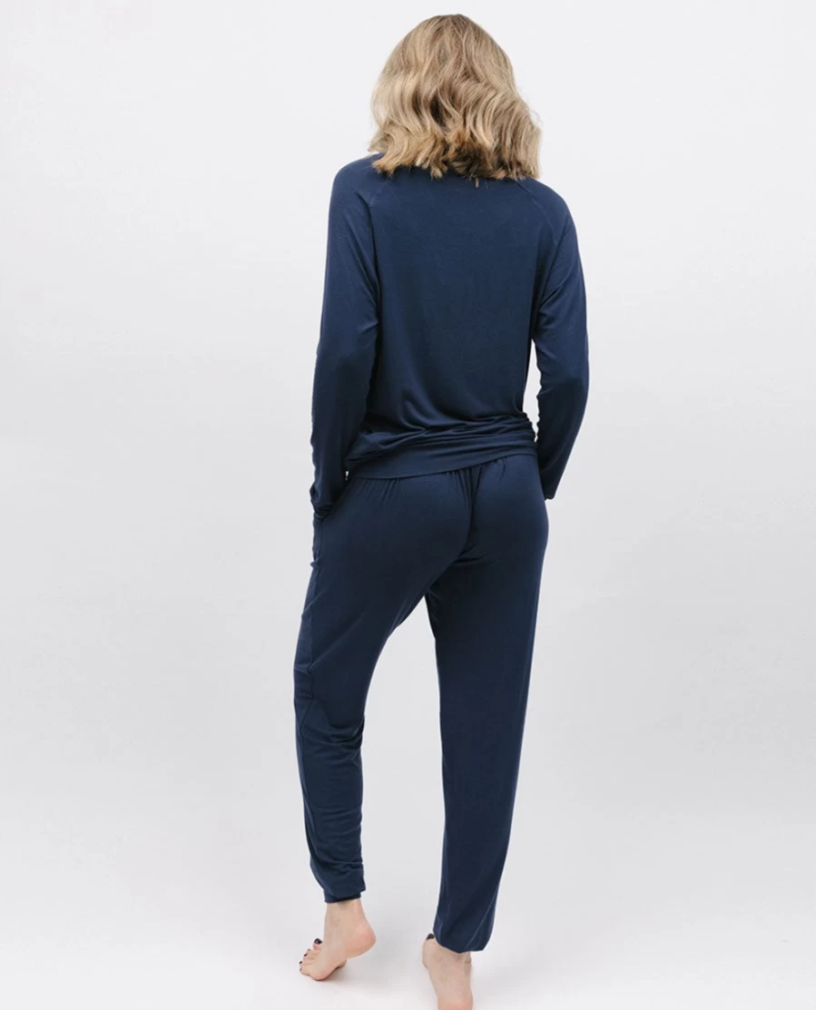 Cyberjammies Women's Navy Slouch Jersey Pyjama Set - Comfortable Lounge Pajamas