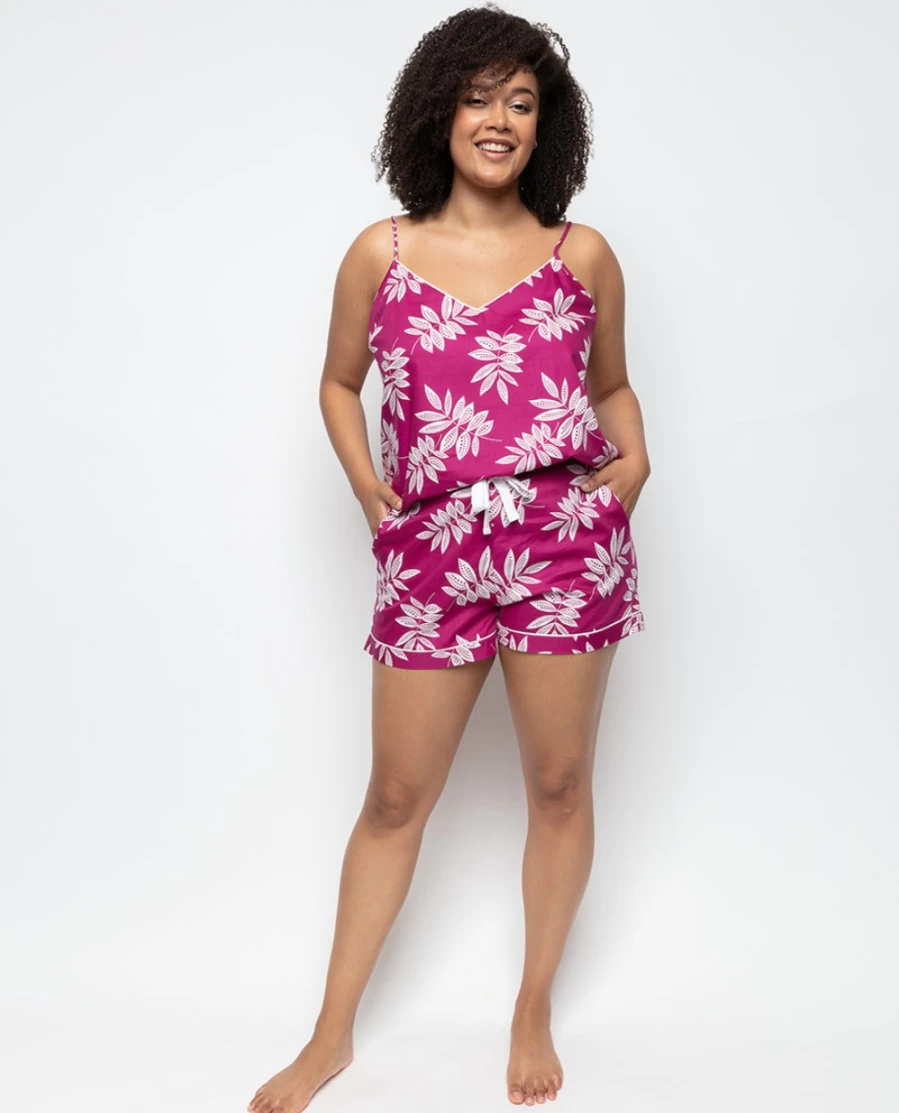 Cyberjammies Women's Leaf Print Cami Top and Shorts Set - Comfortable Sleepwear Pajamas