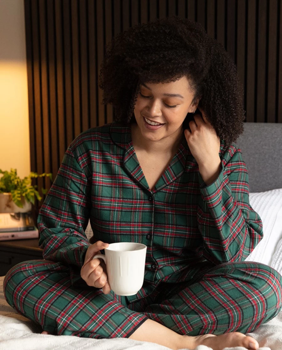 Cyberjammies Women's Super Cosy Check Pyjama Set - Warm Plaid Pajamas for Ladies