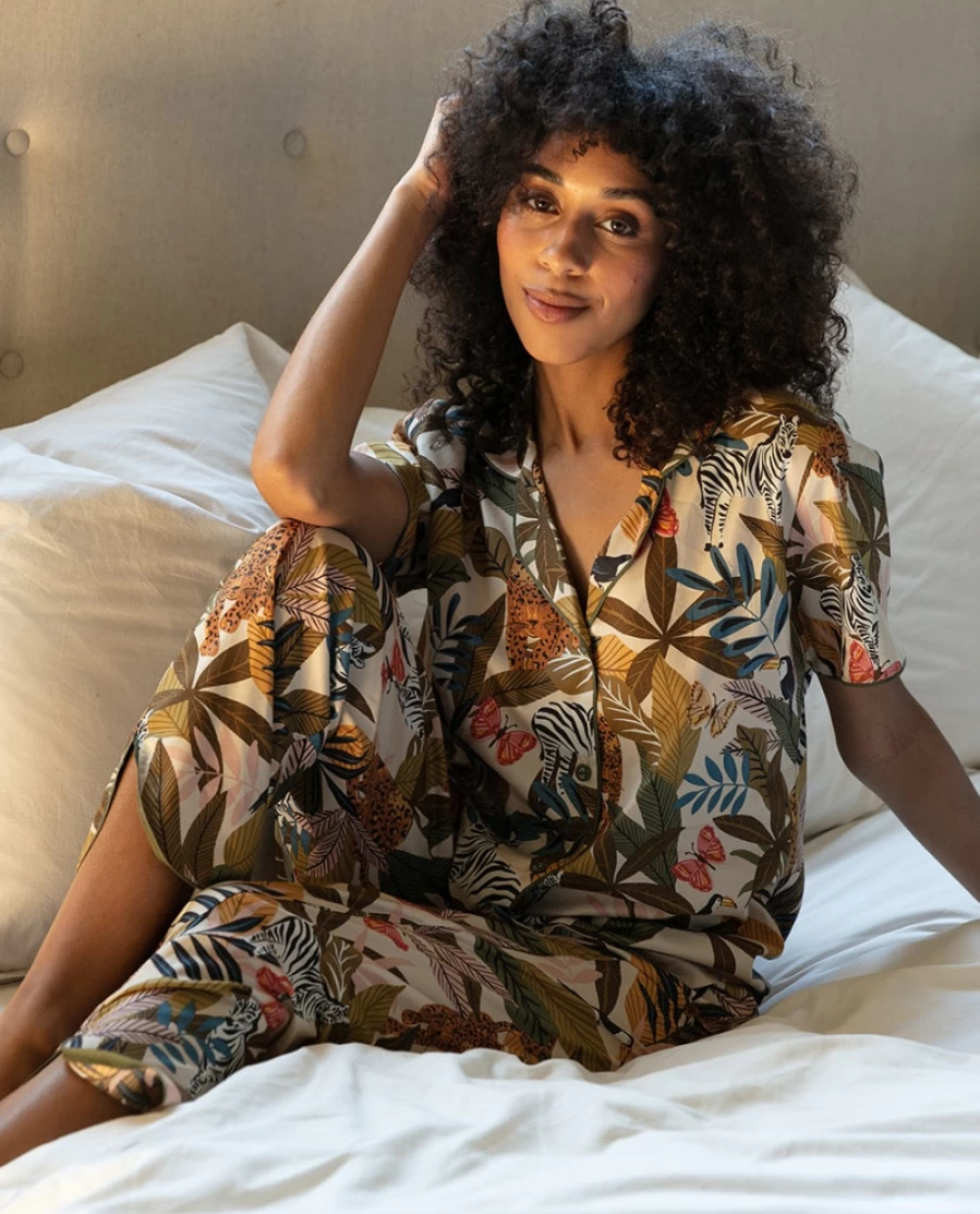 Cyberjammies Women's Savannah Safari Print Pyjama Set - Comfortable Animal Print Pajamas