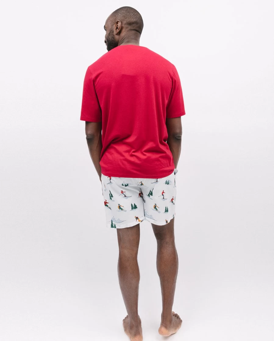 Cyberjammies Men's Whistler Ski Print Jersey T-Shirt and Shorts Set