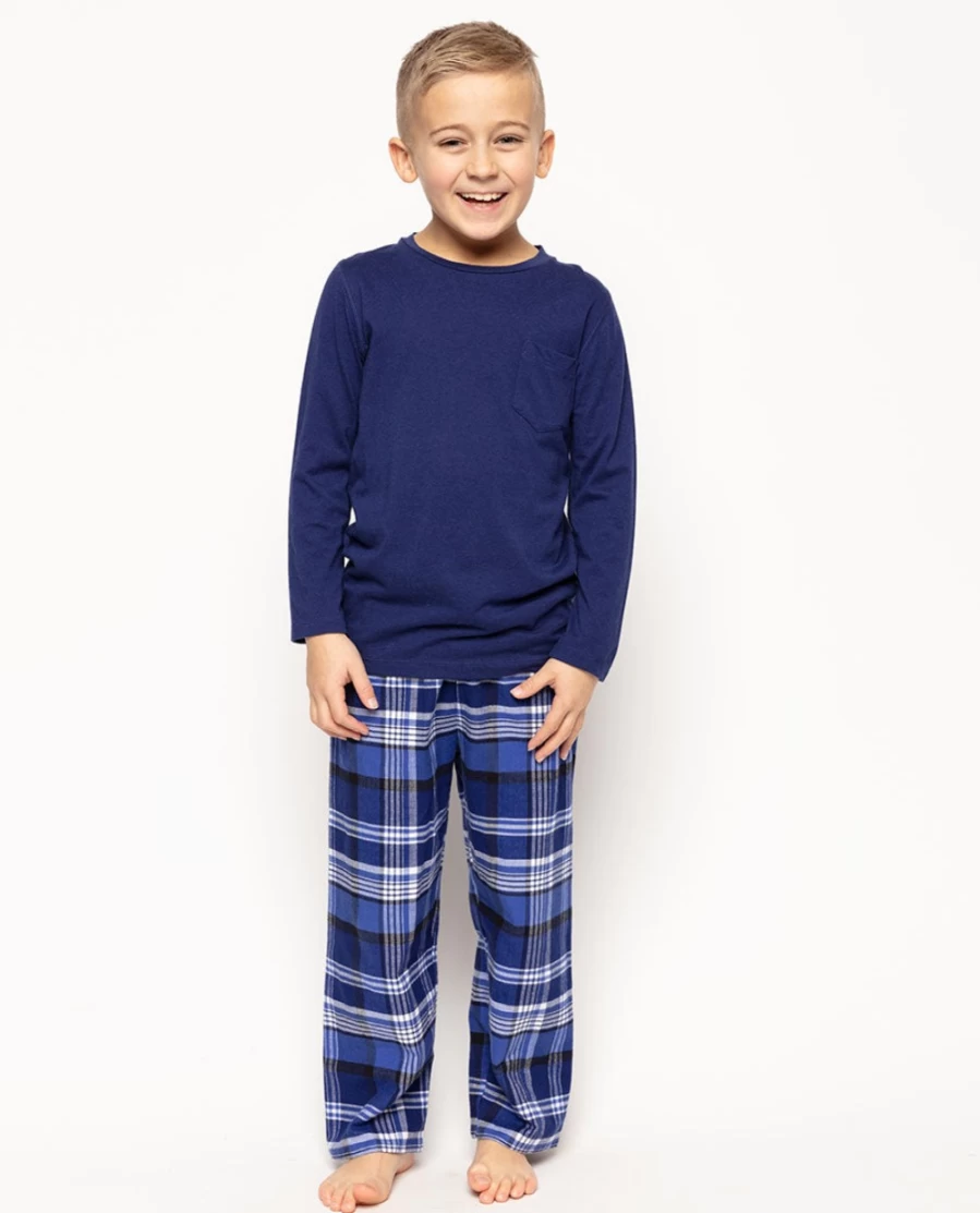 Cyberjammies Kids Riley Jersey T-Shirt & Brushed Check Pyjama Set - Comfortable Sleepwear for Children