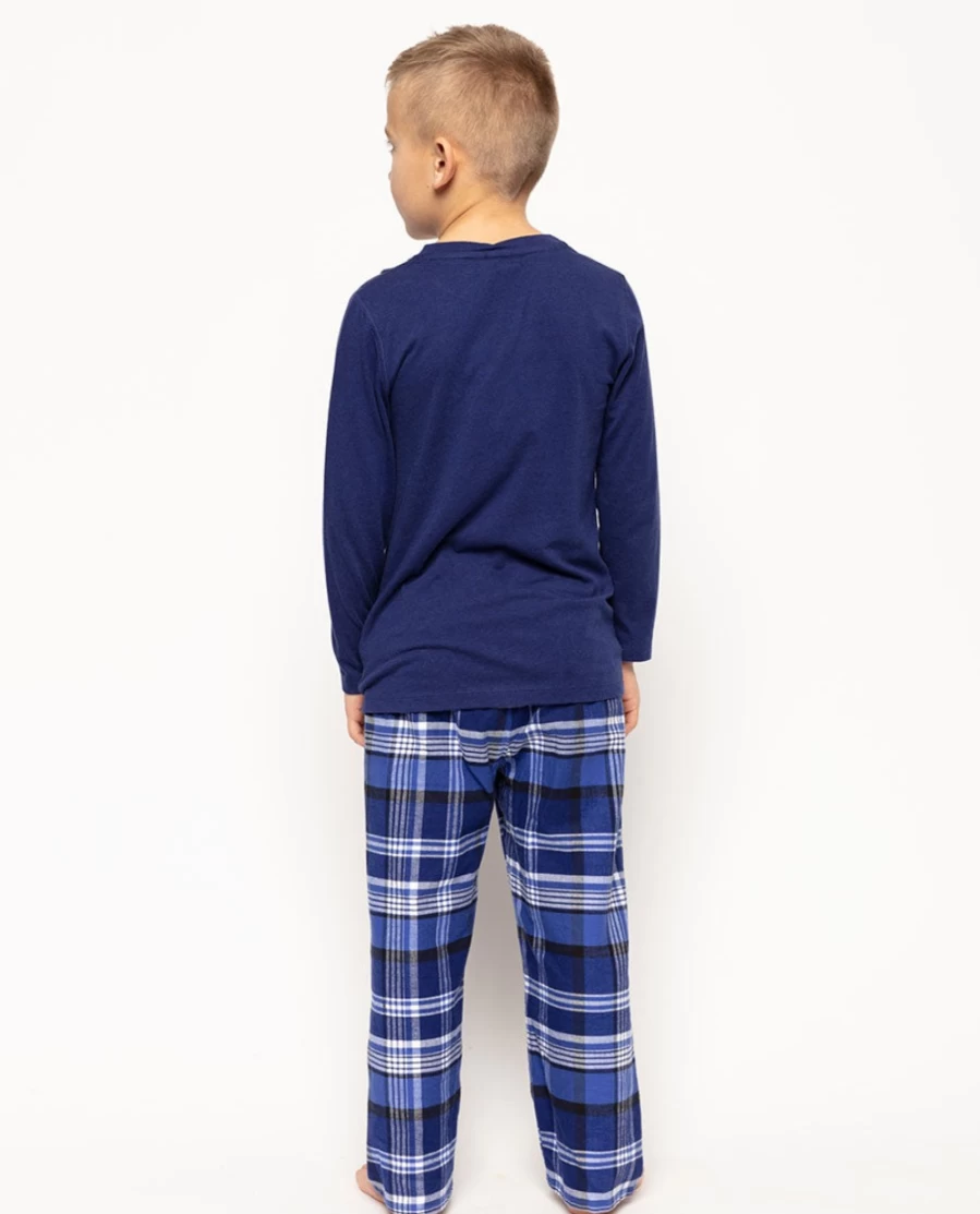 Cyberjammies Kids Riley Jersey T-Shirt & Brushed Check Pyjama Set - Comfortable Sleepwear for Children