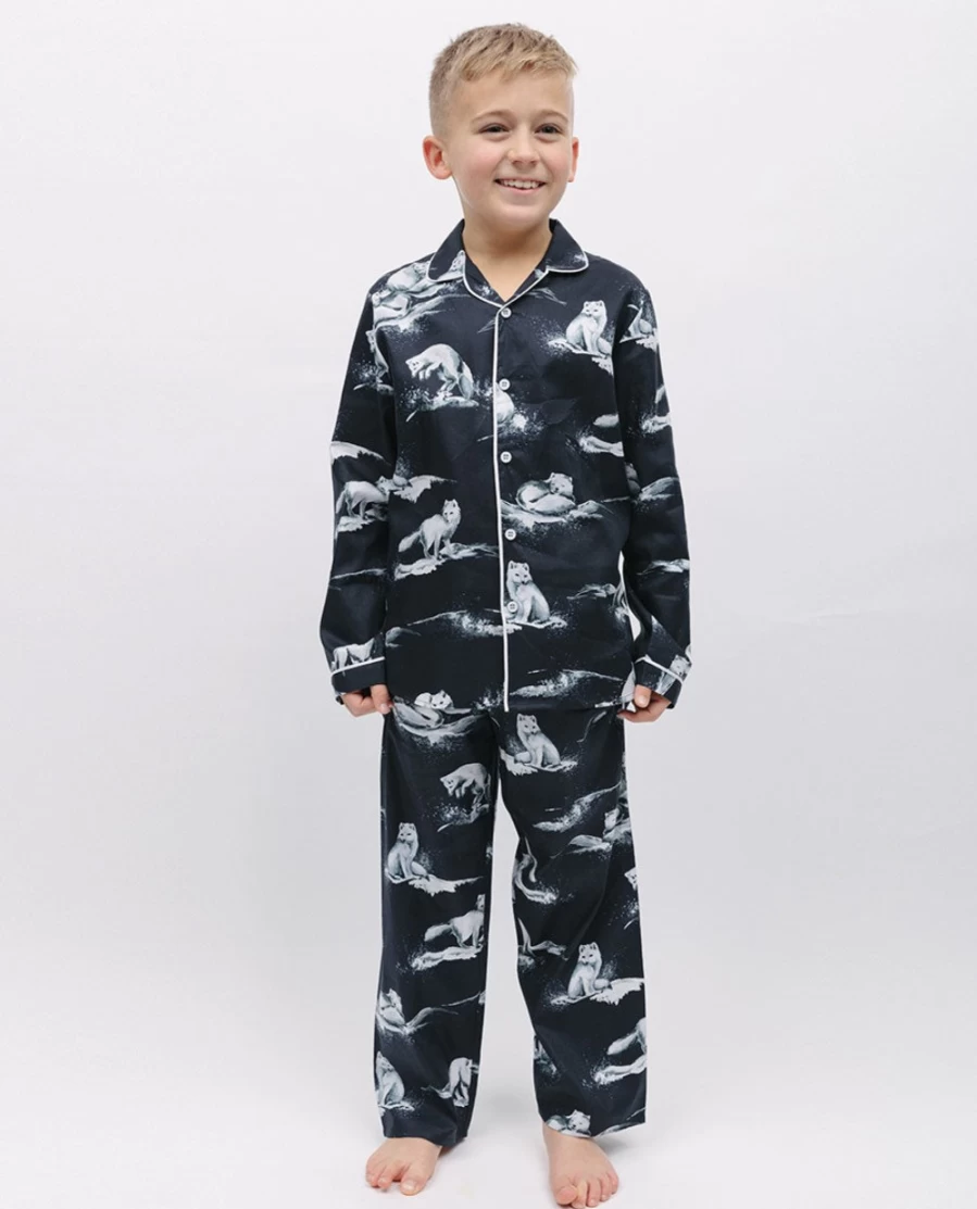 Cyberjammies Kids Arctic Fox Print Pyjama Set - Unisex Winter Sleepwear