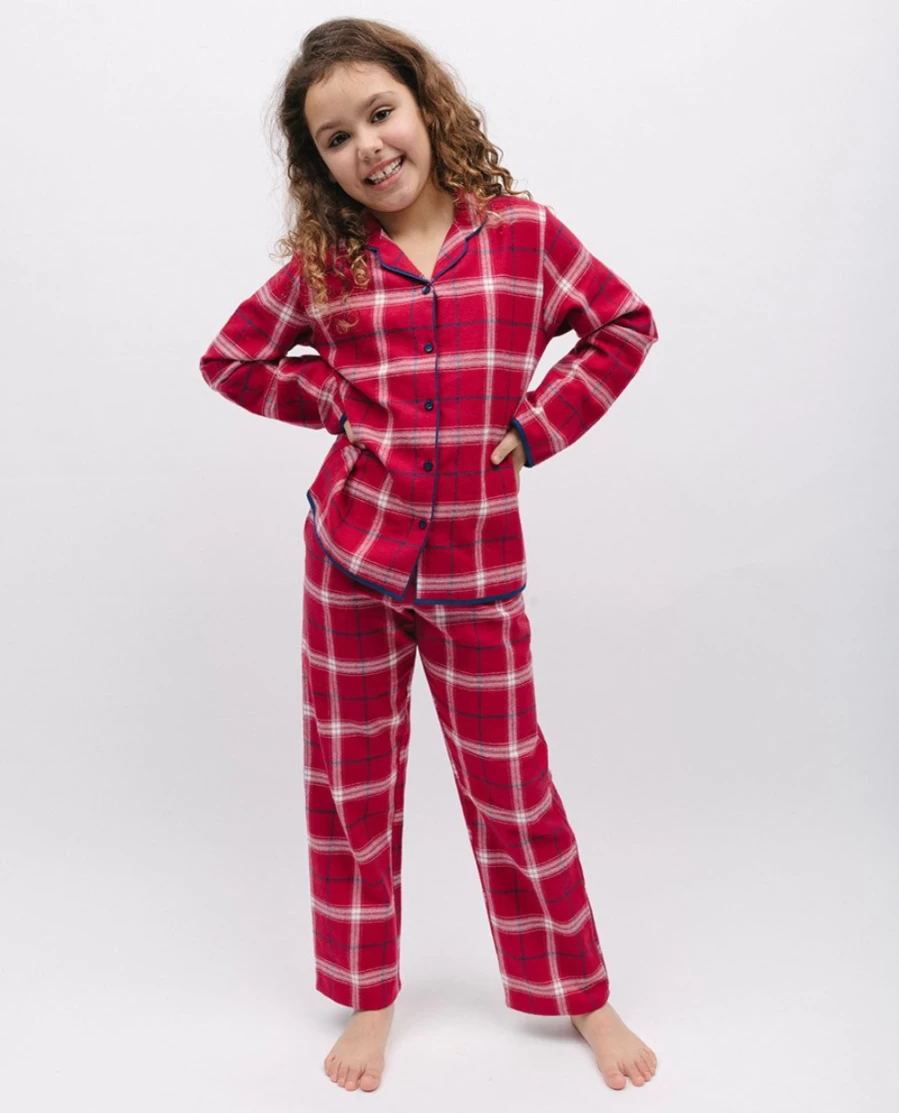 Cyberjammies Kids Noel Super Cosy Check Unisex Pyjama Set - Festive Christmas Pajamas