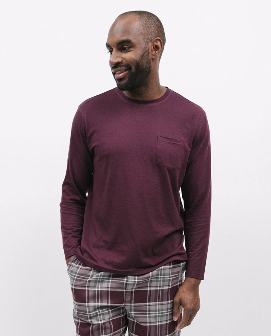 Cyberjammies Men's Spencer Burgundy Relaxed Fit Jersey T-Shirt