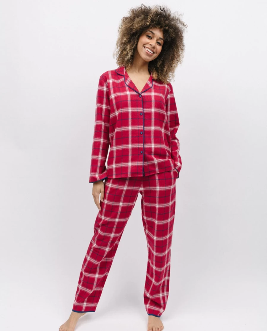 Cyberjammies Women's Noel Super Cosy Check Christmas Pyjama Set - Festive Plaid Sleepwear