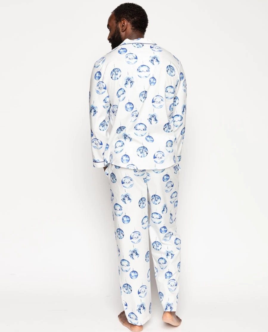 Cyberjammies Men's Riley Bauble Print Pyjama Set - Comfortable Christmas Sleepwear
