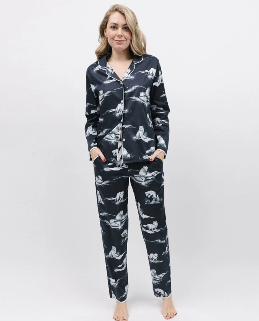 Cyberjammies Women's Arctic Fox Print Pyjama Set - Cozy Winter Pajamas