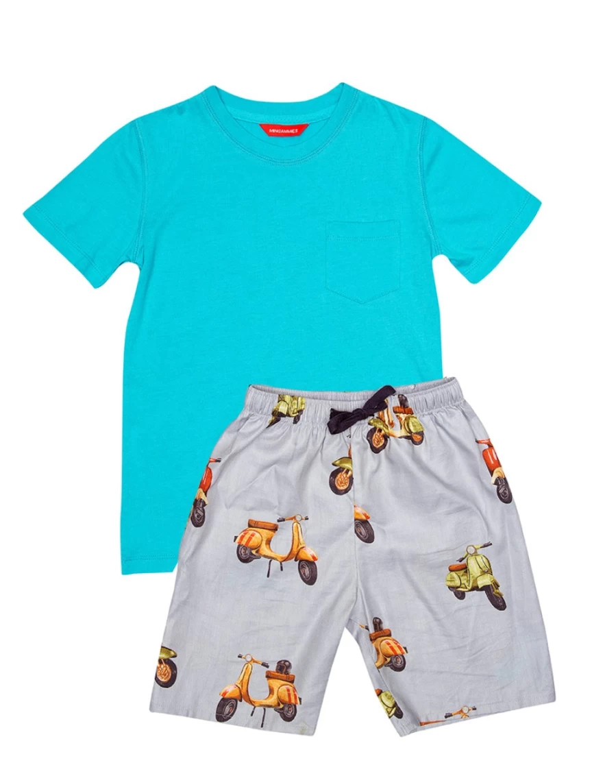 Cyberjammies Luca Boys Jersey T-Shirt and Scooter Print Shorts Set for Kids