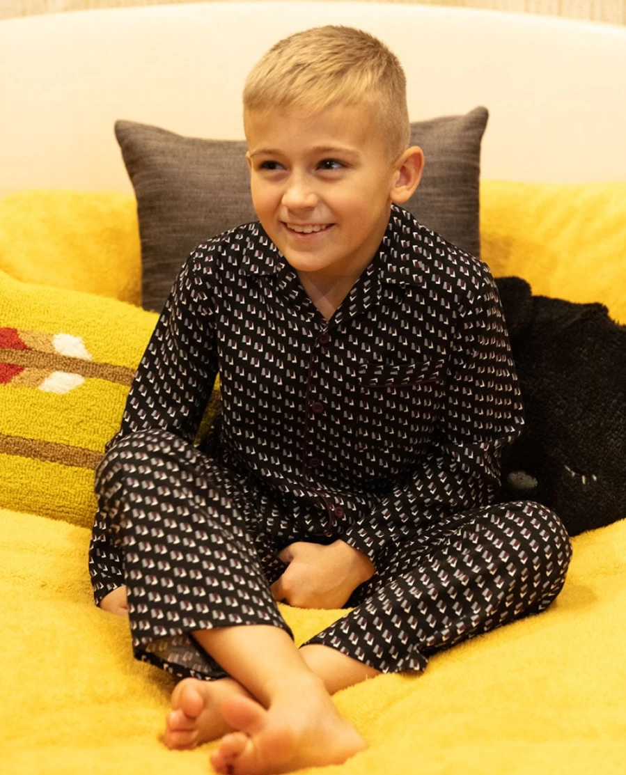 Cyberjammies Kids Harley Black Geo Print Pyjama Set - Boys/Girls Geometric Pattern Sleepwear