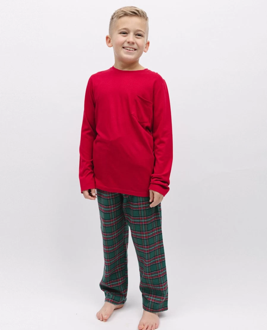 Cyberjammies Kids Unisex Jersey T-Shirt & Check Pyjama Set - Super Cosy Sleepwear