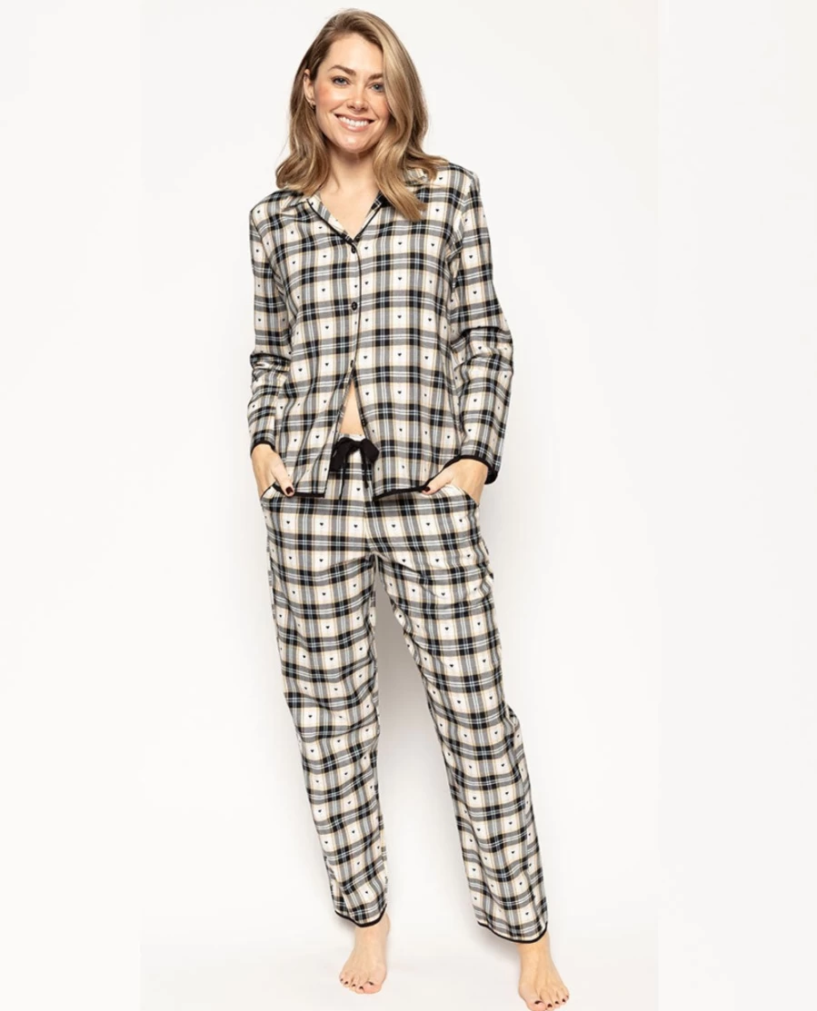 Cyberjammies Women's Beth Heart Dobby Check Pajama Set - Floral Print Sleepwear