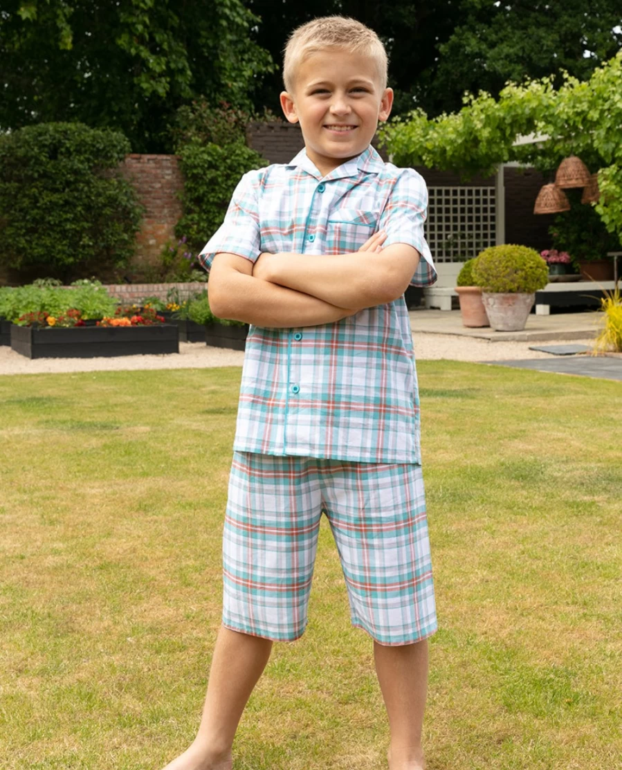 Cyberjammies Luca Boys Check Pajama Short Set for Kids