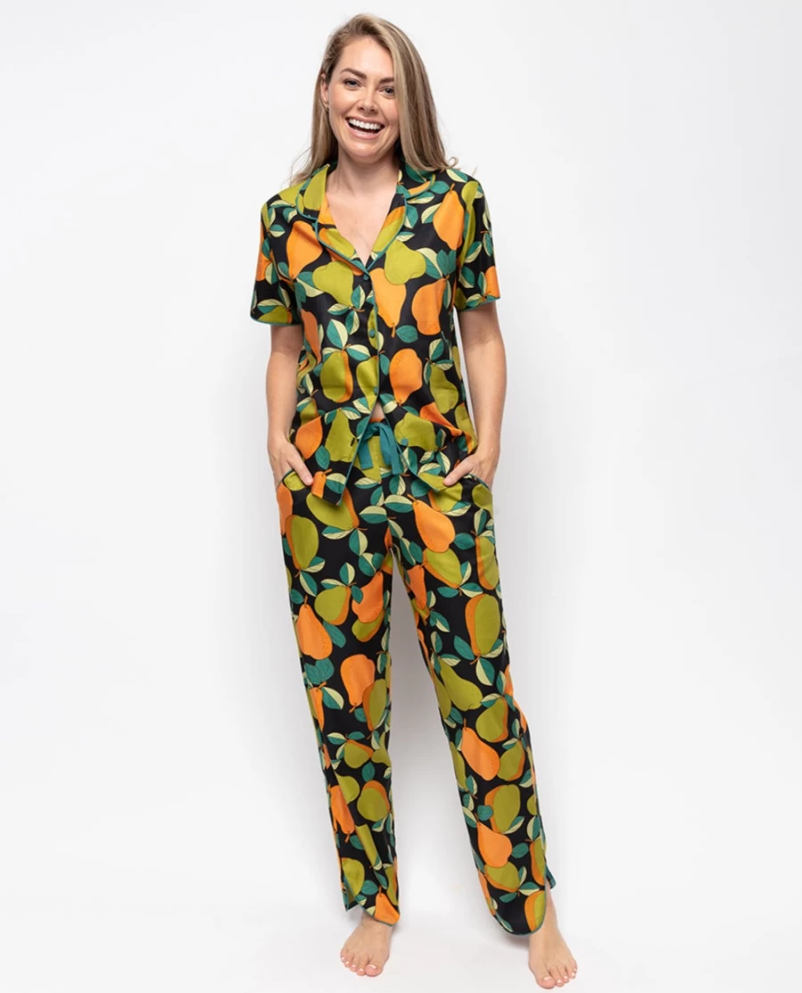 Cyberjammies Women's Floral Pear Print Pyjama Set - Comfortable Sleepwear Pajamas
