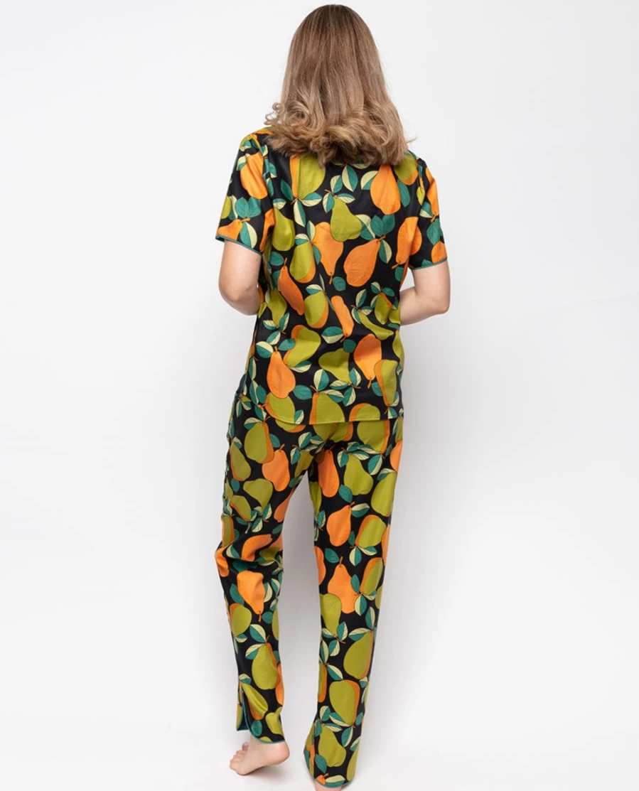 Cyberjammies Women's Floral Pear Print Pyjama Set - Comfortable Sleepwear Pajamas