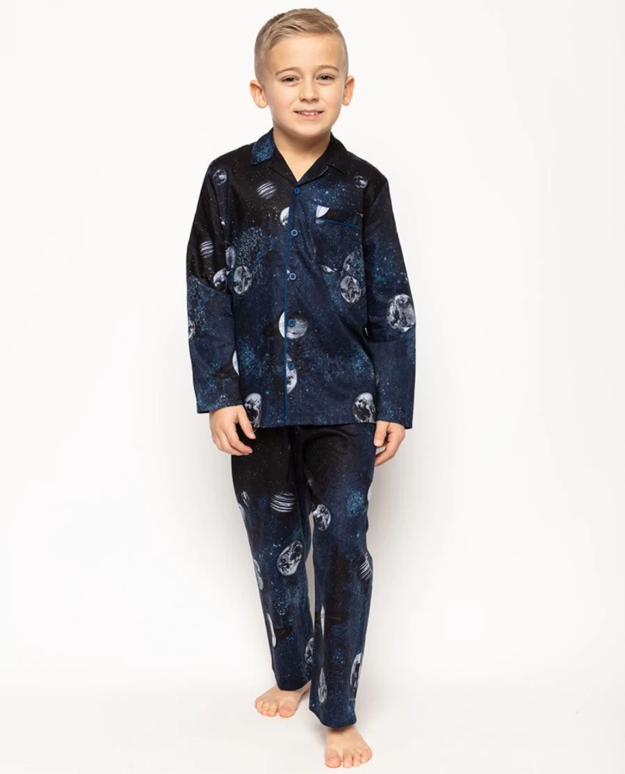Cyberjammies Kids' Apollo Blue Moon Print Pyjama Set - Boys' & Girls' Space Themed Pajamas