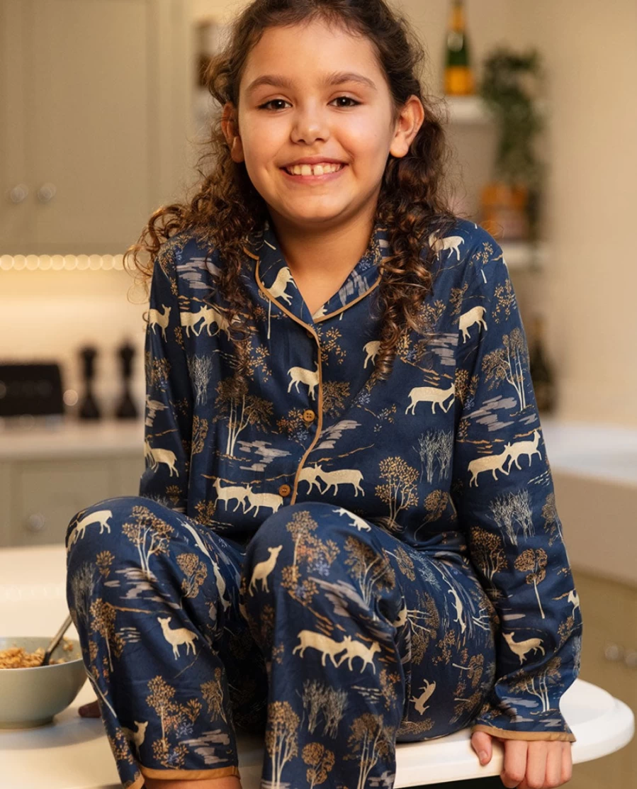 Cyberjammies Kids' Woodland Fawn Print Pyjama Set - Cozy Animal Pajamas for Girls